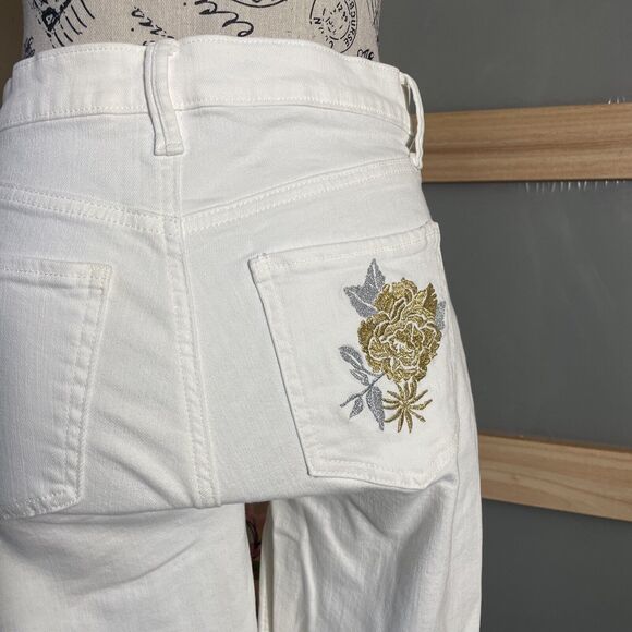 Gap True Skinny White Jean High Waisted Flower Embroidered Size 26R - Picture 6 of 9